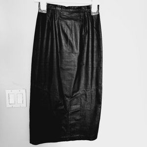 Vintage Pia Rucci Black Leather Maxi Skirt.  Size 6.